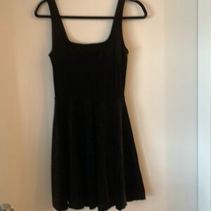 Mini swing dress, black glittery